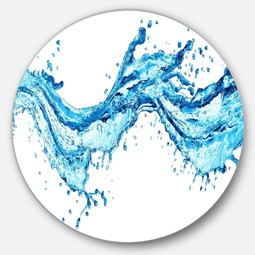 Blue Water Splashes - Abstract Oversized Circle Metal Wall Art